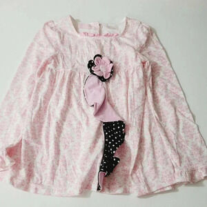 Headquarters Girls Top Sweatshirt Long Sleeve White/Pink Size 6